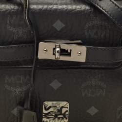 MCM Black Visetos Coated Canvas and Leather Mini Heritage Top Handle Bag
