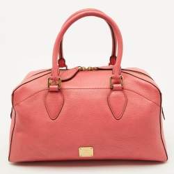 Pre Owned MCM Blush Pink Leather Zip Satchel