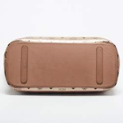 Pre Owned MCM Rose Gold Visetos Coated Canvas and Leather Shopper Tote