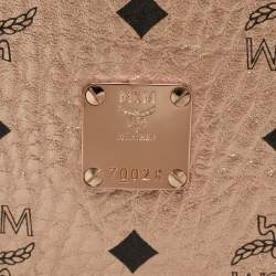 Pre Owned MCM Rose Gold Visetos Coated Canvas and Leather Shopper Tote