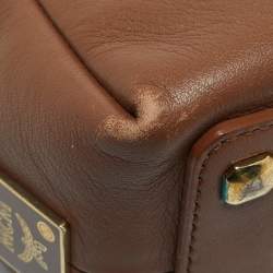 Pre Owned MCM Brown Leather Small Bowler Bag