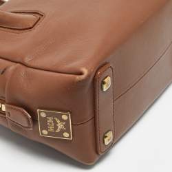 Pre Owned MCM Brown Leather Small Bowler Bag