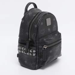 Pre Owned MCM Black Visetos Coated Canvas Mini Studded Stark-Bebe Boo Backpack