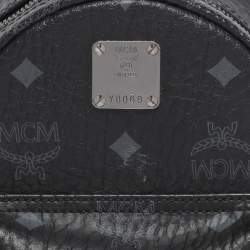 Pre Owned MCM Black Visetos Coated Canvas Mini Studded Stark-Bebe Boo Backpack