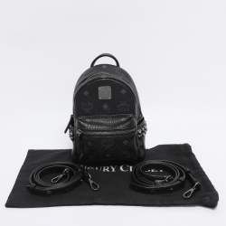 Pre Owned MCM Black Visetos Coated Canvas Mini Studded Stark-Bebe Boo Backpack