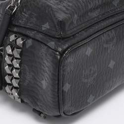 Pre Owned MCM Black Visetos Coated Canvas Mini Studded Stark-Bebe Boo Backpack
