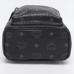 Pre Owned MCM Black Visetos Coated Canvas Mini Studded Stark-Bebe Boo Backpack