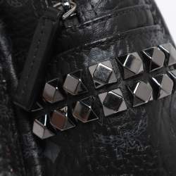 Pre Owned MCM Black Visetos Coated Canvas Mini Studded Stark-Bebe Boo Backpack
