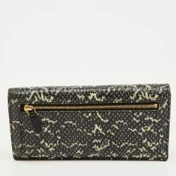 Pre Owned MCM Black/White Snakeskin Embossed Leather Continental Wallet