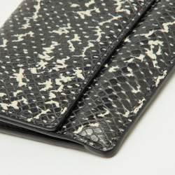 Pre Owned MCM Black/White Snakeskin Embossed Leather Continental Wallet