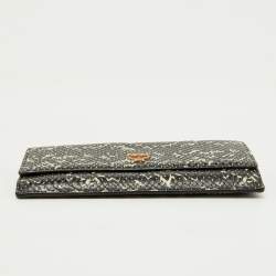 Pre Owned MCM Black/White Snakeskin Embossed Leather Continental Wallet