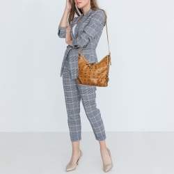 Pre Owned MCM Cognac Visetos Coated Canvas and Leather Hobo