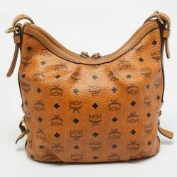 Pre Owned MCM Cognac Visetos Coated Canvas and Leather Hobo
