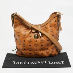 Pre Owned MCM Cognac Visetos Coated Canvas and Leather Hobo