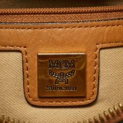 Pre Owned MCM Cognac Visetos Coated Canvas and Leather Hobo