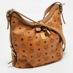 Pre Owned MCM Cognac Visetos Coated Canvas and Leather Hobo