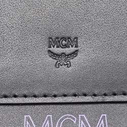 Pre Owned MCM Black Splash Visetos Coated Canvas Phone Lanyard Crossbody Bag