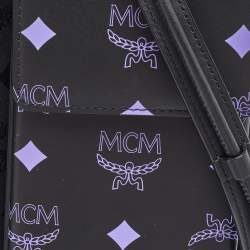 Pre Owned MCM Black Splash Visetos Coated Canvas Phone Lanyard Crossbody Bag