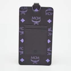 Pre Owned MCM Black Splash Visetos Coated Canvas Phone Lanyard Crossbody Bag