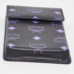 Pre Owned MCM Black Splash Visetos Coated Canvas Phone Lanyard Crossbody Bag