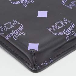 Pre Owned MCM Black Splash Visetos Coated Canvas Phone Lanyard Crossbody Bag