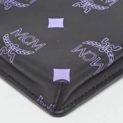 Pre Owned MCM Black Splash Visetos Coated Canvas Phone Lanyard Crossbody Bag