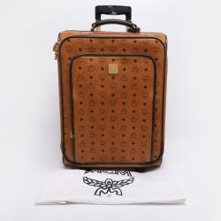 Pre Owned MCM Cognac Visetos Coated Canvas Traveler Cabin Trolley