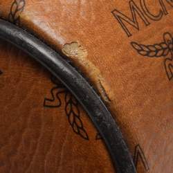 Pre Owned MCM Cognac Visetos Coated Canvas Traveler Cabin Trolley