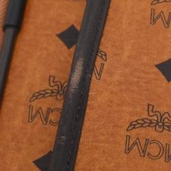 Pre Owned MCM Cognac Visetos Coated Canvas Traveler Cabin Trolley