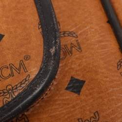 Pre Owned MCM Cognac Visetos Coated Canvas Traveler Cabin Trolley