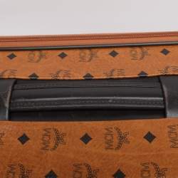 Pre Owned MCM Cognac Visetos Coated Canvas Traveler Cabin Trolley