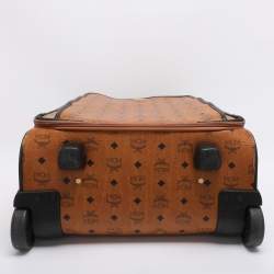 Pre Owned MCM Cognac Visetos Coated Canvas Traveler Cabin Trolley