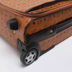 Pre Owned MCM Cognac Visetos Coated Canvas Traveler Cabin Trolley