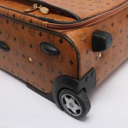 Pre Owned MCM Cognac Visetos Coated Canvas Traveler Cabin Trolley