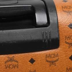 Pre Owned MCM Cognac Visetos Coated Canvas Traveler Cabin Trolley