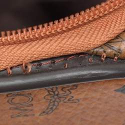 Pre Owned MCM Cognac Visetos Coated Canvas Traveler Cabin Trolley