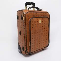 Pre Owned MCM Cognac Visetos Coated Canvas Traveler Cabin Trolley