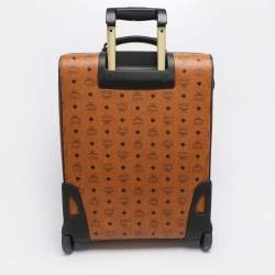 Pre Owned MCM Cognac Visetos Coated Canvas Traveler Cabin Trolley