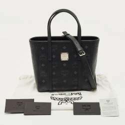 Pre Owned حقيبة يد توني ميني مكسوة بقماش وفيستوس وجلد من إم سي إم باللون الأسود