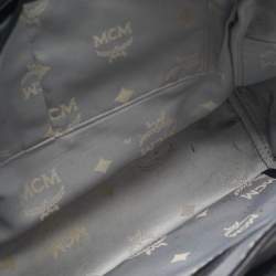 Pre Owned MCM White/Black Visetos Coated Canvas Large Studded Stark Backpack  