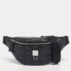 Pre Owned MCM Black Visetos Coated Canvas Fursten Belt Bag