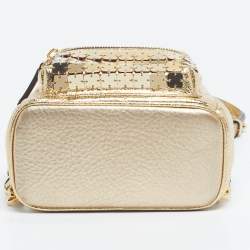 Pre Owned MCM Gold Leather and Embellished Mini Stark Bebe Boo Backpack