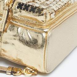 Pre Owned MCM Gold Leather and Embellished Mini Stark Bebe Boo Backpack
