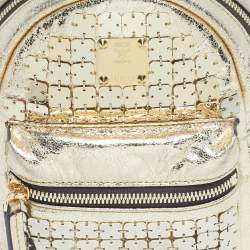 Pre Owned MCM Gold Leather and Embellished Mini Stark Bebe Boo Backpack
