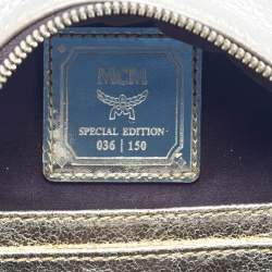 Pre Owned MCM Gold Leather and Embellished Mini Stark Bebe Boo Backpack