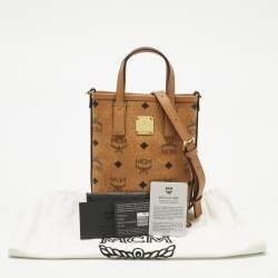 Pre Owned MCM Cognac Visetos Coated Canvas Crossbody Bag