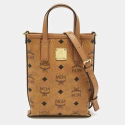 Pre Owned MCM Cognac Visetos Coated Canvas Crossbody Bag
