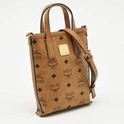 Pre Owned MCM Cognac Visetos Coated Canvas Crossbody Bag