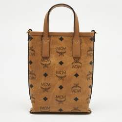 Pre Owned MCM Cognac Visetos Coated Canvas Crossbody Bag