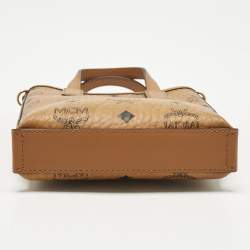 Pre Owned MCM Cognac Visetos Coated Canvas Crossbody Bag